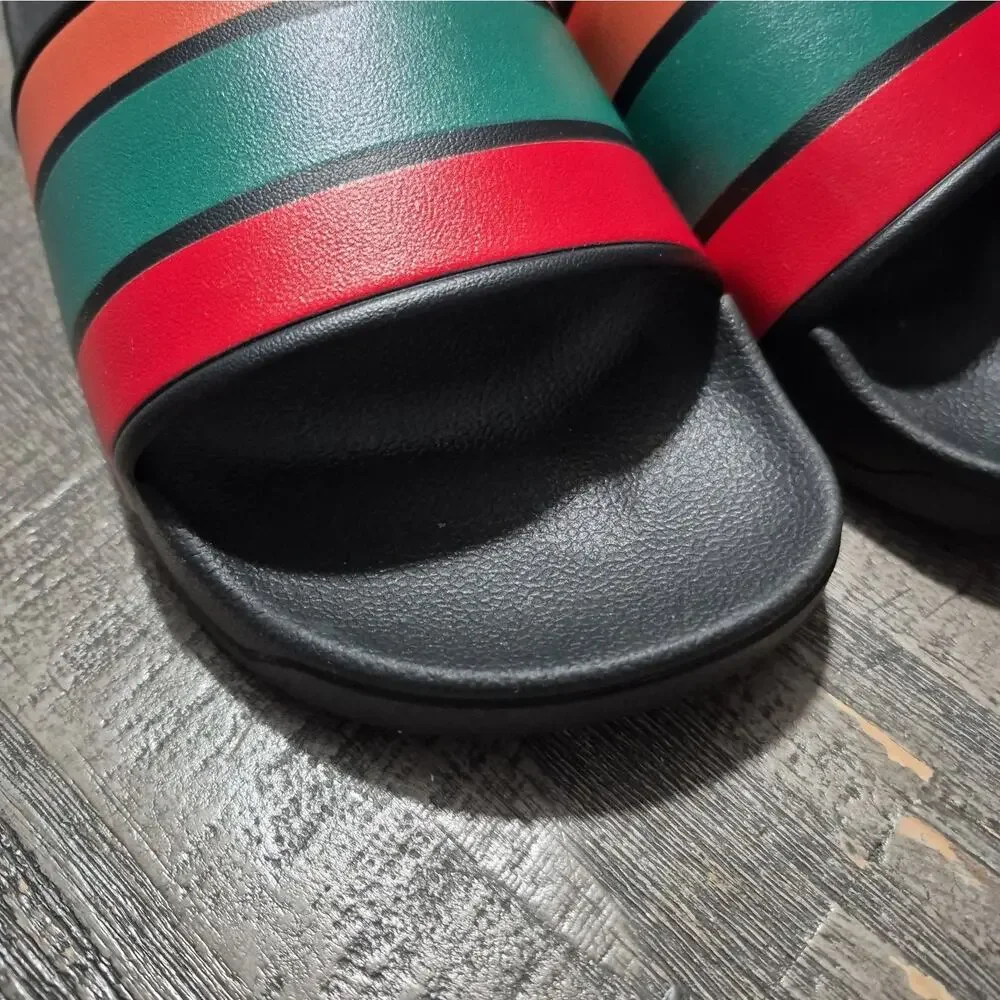 7-11 Shoes Slides Size 36 Womens 6 Mens 4 Sandals Black Red Green Orange 7Eleven